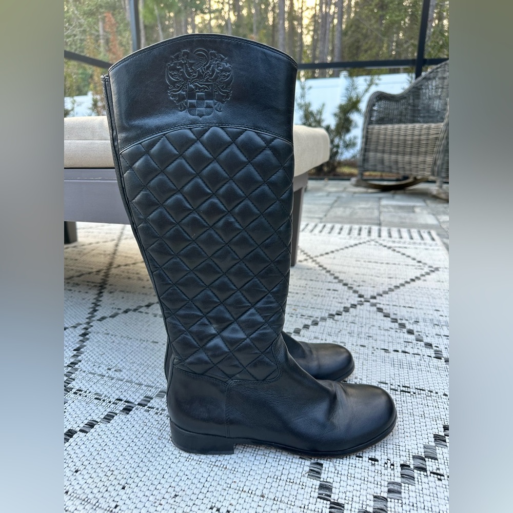 Vince Camuto Black Quilted Knee-High Boots 7M